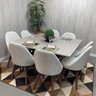 Sala de Jantar Mesa Versatille Quadrada com 8 Cadeiras Dilly Fixas D'confort Design Suede Cinza 70 - 5