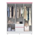 Ver imagem 3 de Guarda Roupa 6 Portas Lia Branco/Rosa - Bela Móveis