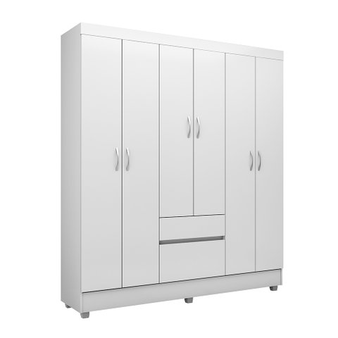 Guarda Roupa 6 Portas Lia Branco/Rosa - Bela Móveis