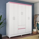 Ver imagem 2 de Guarda Roupa 6 Portas Lia Branco/Rosa - Bela Móveis