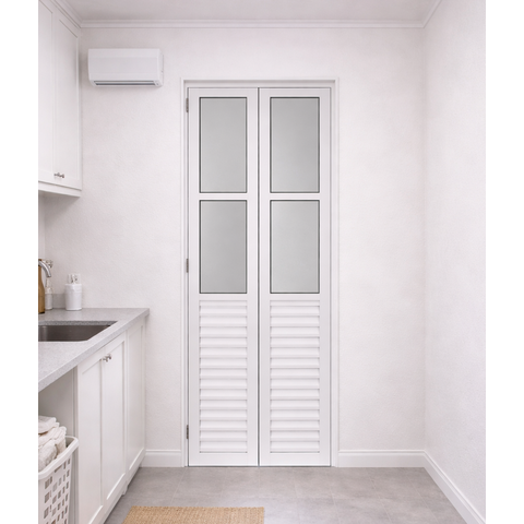 Porta Camarão Alumínio Branco com Vidro 210x100 Lado Esquerdo