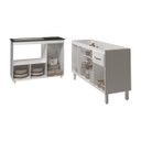 Ver imagem 5 de Armário Camila Cozinha Gabinete de Pia 140 Cm e Balcão para Cooktop 5 Bocas e Forno ou Microondas Al