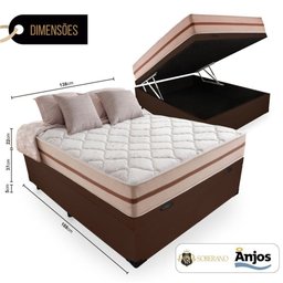 Cama Box Com Baú Casal + Colchão De Molas Ensacadas - Anjos - Classic 22x188x138cm - Marrom - 2