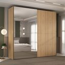 Ver imagem 1 de Guarda Roupa Casal 2 Portas de Correr C/ Espelho 100% Mdf Cor:olmo