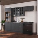 Ver imagem 1 de Armário de Cozinha Modulada Compacta Fidelitá Nara 100% MDF 4 Peças 270cm 12 Portas 2 Gavetas sem