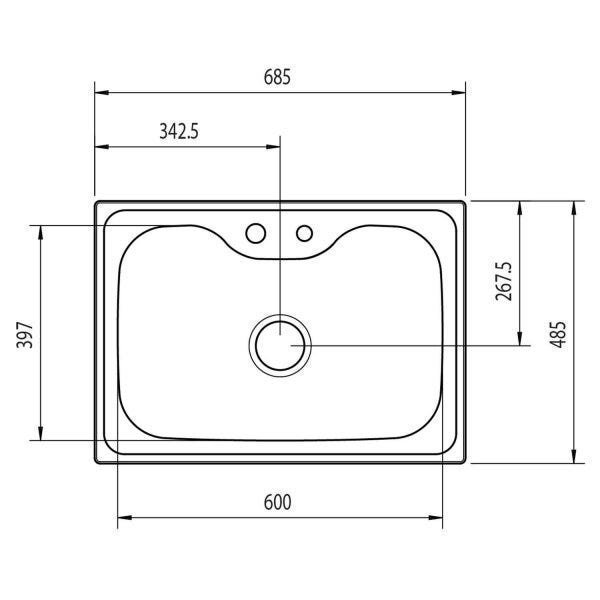 Cuba de Sobrepor para Cozinha Tramontina Morgana 60 FX com 02 Furos para Torneira - 3