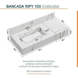 Conjunto para Banheiro Bancada em Porcelanato com Cuba Esculpida, Armário e Espelho Ripy 100cm - 8