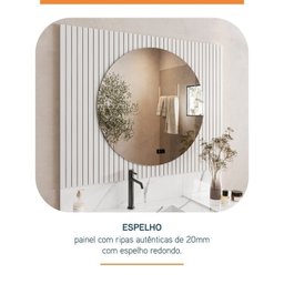 Conjunto para Banheiro Bancada em Porcelanato com Cuba Esculpida, Armário e Espelho Ripy 100cm - 3