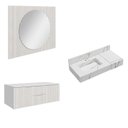 Ver imagem 2 de Conjunto para Banheiro Bancada em Porcelanato com Cuba Esculpida, Armário e Espelho Ripy 100cm