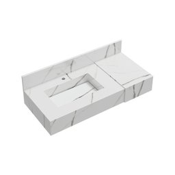 Conjunto para Banheiro Bancada em Porcelanato com Cuba Esculpida, Armário e Espelho Ripy 100cm - 13