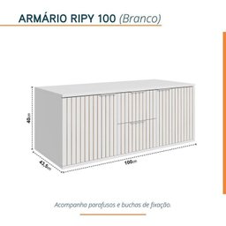 Conjunto para Banheiro Bancada em Porcelanato com Cuba Esculpida, Armário e Espelho Ripy 100cm - 5