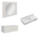 Ver imagem 2 de Conjunto para Banheiro Bancada em Porcelanato com Cuba Esculpida, Armário e Espelho Ripy 100cm