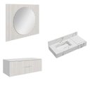 Ver imagem 2 de Conjunto para Banheiro Bancada em Porcelanato com Cuba Esculpida, Armário e Espelho Ripy 100cm Yesca