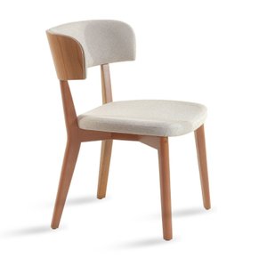 Cadeira de Madeira Joy Escandinava Estofada e Encosto Madeira Estofada