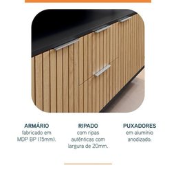 Conjunto para Banheiro Bancada em Porcelanato com Cuba Esculpida, Armário e Espelho Ripy 100cm - 6