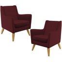 Ver imagem 1 de Kit 02 Poltronas Decorativas com Pés de Madeira Taroba D02 Veludo Marsala C-278 - Lyam Decor