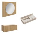 Ver imagem 2 de Conjunto para Banheiro Bancada em Porcelanato com Cuba Esculpida, Armário e Espelho Ripy 100cm