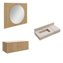 Ver imagem 2 de Conjunto para Banheiro Bancada em Porcelanato com Cuba Esculpida, Armário e Espelho Ripy 100cm Yesca
