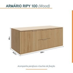 Conjunto para Banheiro Bancada em Porcelanato com Cuba Esculpida, Armário e Espelho Ripy 100cm - 6