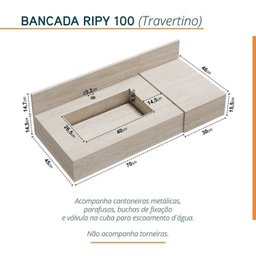 Conjunto para Banheiro Bancada em Porcelanato com Cuba Esculpida, Armário e Espelho Ripy 100cm - 8