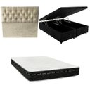 Ver imagem 1 de Cama Box Baú Bipartida Blindada + Colchão Eagle Molas Bonnel 22cm | Kit Completo com Cabeceira Boton