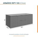 Ver imagem 4 de Conjunto para Banheiro Bancada em Porcelanato com Cuba Esculpida, Armário e Espelho Ripy 100cm
