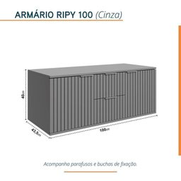 Conjunto para Banheiro Bancada em Porcelanato com Cuba Esculpida, Armário e Espelho Ripy 100cm - 6