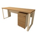 Ver imagem 2 de Mesa Escrivaninha Industrial 170cm com Gaveteiro e Pés Metal Cor:macadâmia com Branco