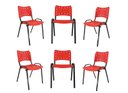 Ver imagem 3 de Kit com 6 Cadeiras Iso para Escola Escritório Comércio Vermelha Base Preta Ecomhome