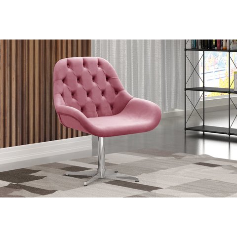 Poltrona Giratória de Metal Cadeira Decorativa Sala, Escritório, Recepção Lua Rosa