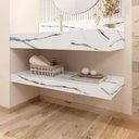 Ver mais imagens de Conjunto para Banheiro Bancada em Porcelanato com Cuba Esculpida, Prateleira e Espelho Ripy 100cm Branco