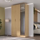 Ver imagem 1 de Guarda Roupa Solteiro 1,20m 3 Portas C/ Reflecta e Led Cor:olmo