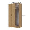 Ver imagem 3 de Guarda Roupa Solteiro 1,20m 3 Portas C/ Reflecta e Led Cor:olmo
