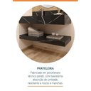 Ver imagem 7 de Conjunto para Banheiro Bancada em Porcelanato com Cuba Esculpida, Prateleira e Espelho Ripy 100cm Preto/Wood
