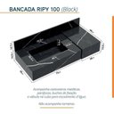 Ver imagem 4 de Conjunto para Banheiro Bancada em Porcelanato com Cuba Esculpida, Prateleira e Espelho Ripy 100cm Preto/Wood