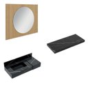 Ver imagem 2 de Conjunto para Banheiro Bancada em Porcelanato com Cuba Esculpida, Prateleira e Espelho Ripy 100cm Preto/Wood