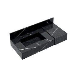 Conjunto para Banheiro Bancada em Porcelanato com Cuba Esculpida, Prateleira e Espelho Ripy 100cm - 10