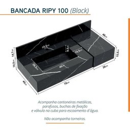 Conjunto para Banheiro Bancada em Porcelanato com Cuba Esculpida, Prateleira e Espelho Ripy 100cm - 6