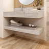 Conjunto para Banheiro Bancada em Porcelanato com Cuba Esculpida, Prateleira e Espelho Ripy 100cm - 9