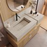 Conjunto para Banheiro Bancada em Porcelanato com Cuba Esculpida, Prateleira e Espelho Ripy 100cm - 10