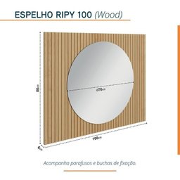 Conjunto para Banheiro Bancada em Porcelanato com Cuba Esculpida, Prateleira e Espelho Ripy 100cm - 3