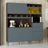 Kit Cozinha Compacta 180cm 6 Portas 2 Gavetas Samira P11 Chocolate/Cinza Grafite - Mpozenato - 2