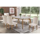 Ver imagem 1 de Conjunto Mesa Londrina c/ Tampo Madeirado c/ Vidro Canto Curvo 180x90cm e 6 Cadeiras Dakota Madeira