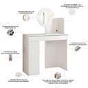 Ver imagem 3 de Penteadeira Camarim com Espelho e LED 1 Gaveta Asti A04 Branco - Lyam Decor