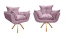 Ver imagem 1 de Kit 2 Poltronas Decorativa Opala Base Giratória Suede Rosê Ms Decor