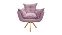 Ver imagem 2 de Kit 2 Poltronas Decorativa Opala Base Giratória Suede Rosê Ms Decor