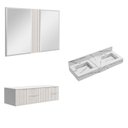 Ver imagem 2 de Conjunto para Banheiro Bancada em Porcelanato com Cuba Esculpida, Armário e Espelho Ripy 120cm