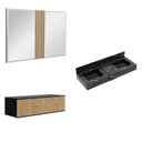 Ver imagem 2 de Conjunto para Banheiro Bancada em Porcelanato com Cuba Esculpida, Armário e Espelho Ripy 120cm Yesca