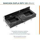 Ver mais imagens de Conjunto para Banheiro Bancada em Porcelanato com Cuba Esculpida, Armário e Espelho Ripy 120cm Preto/Wood