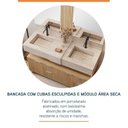 Ver mais imagens de Conjunto para Banheiro Bancada em Porcelanato com Cuba Esculpida, Armário e Espelho Ripy 120cm Amarelo/Wood/Travertino